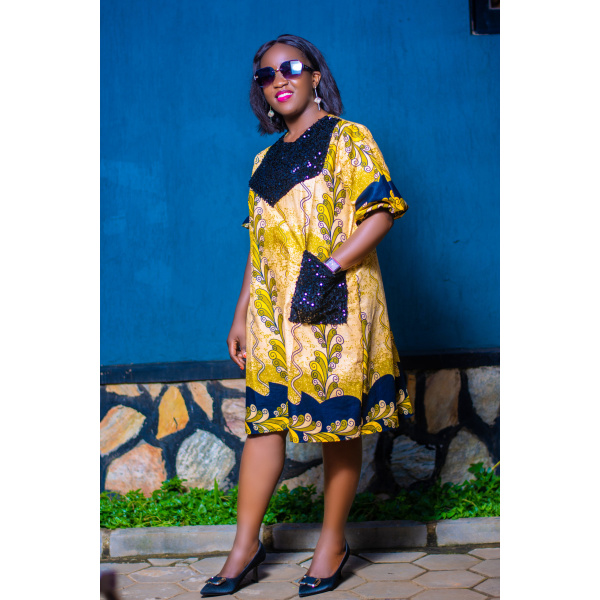 African Blooms: Soothing Circular Dress with Pocket for Effortless Elegance