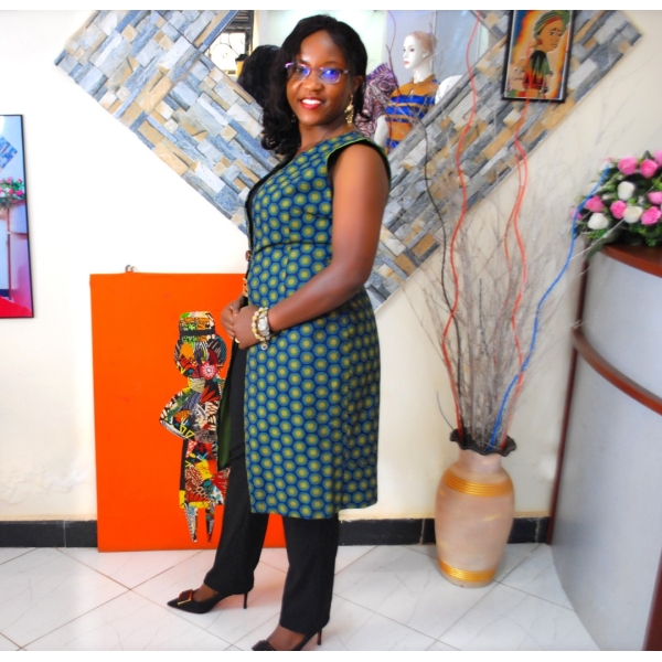 Empire Edge: African Print Sleeveless Coat for Smart Office Layering