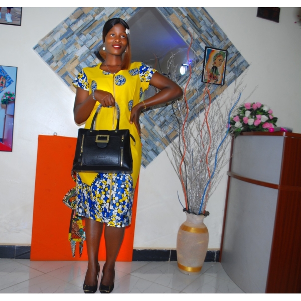 Radiant Bloom: African Print Panel Dress for Confident Office Chic